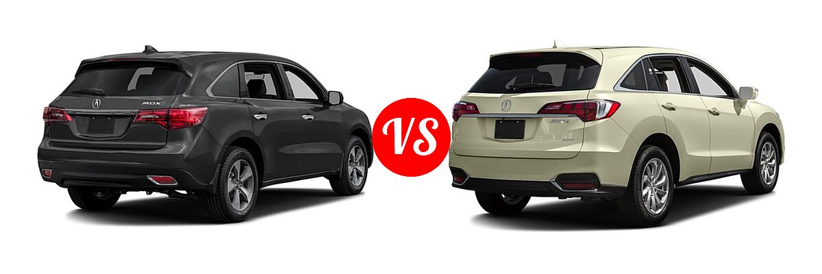 2016 Acura MDX SUV w/AcuraWatch Plus vs. 2016 Acura RDX SUV AcuraWatch Plus Pkg - Rear Right Comparison