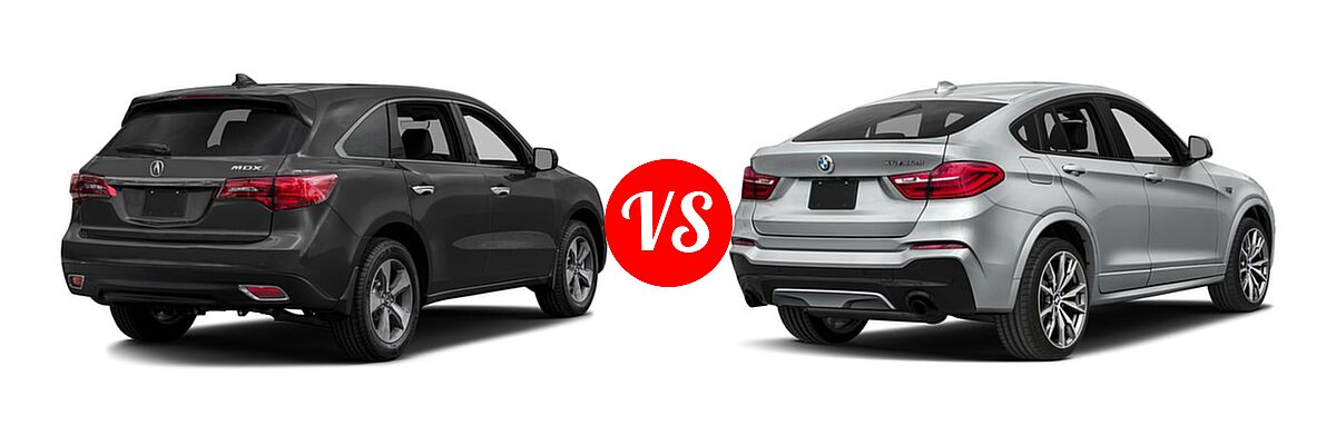 2016 Acura MDX SUV w/AcuraWatch Plus vs. 2016 BMW X4 M40i SUV M40i - Rear Right Comparison