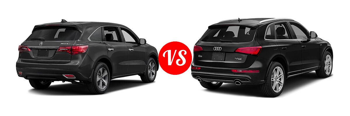 2016 Acura MDX SUV w/AcuraWatch Plus vs. 2016 Audi Q5 SUV Hybrid Prestige Hybrid - Rear Right Comparison