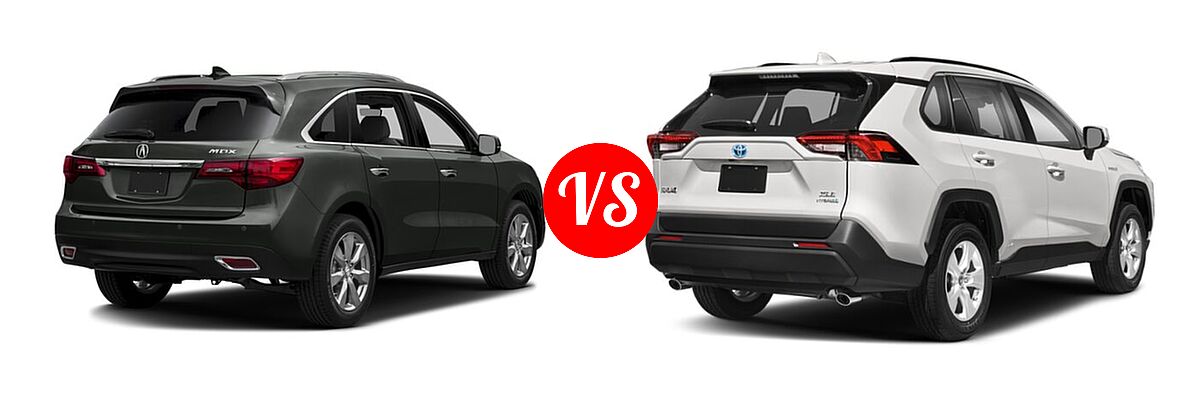2016 Acura MDX SUV w/Advance vs. 2019 Toyota RAV4 Hybrid SUV Hybrid  - Rear Right Comparison