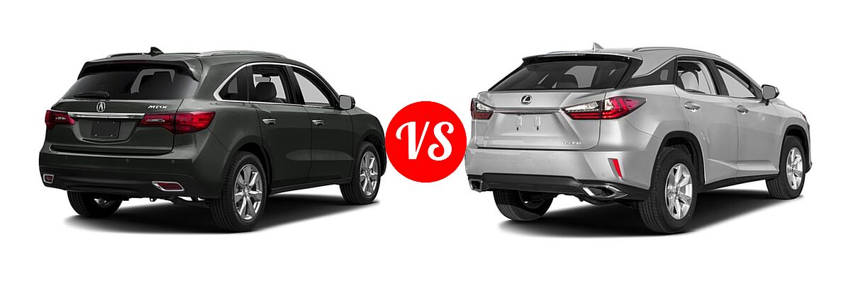 2016 Acura MDX SUV w/Advance vs. 2016 Lexus RX 350 SUV AWD 4dr / FWD 4dr - Rear Right Comparison