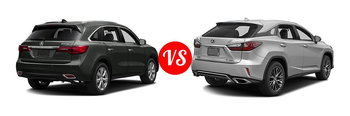 2016 Acura MDX SUV w/Advance vs. 2016 Lexus RX 350 SUV F Sport - Rear Right Comparison