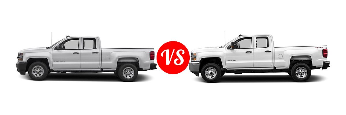 2017 Chevrolet Silverado 1500 Pickup Work Truck vs. 2017 Chevrolet Silverado 2500HD Pickup Work Truck - Side Comparison