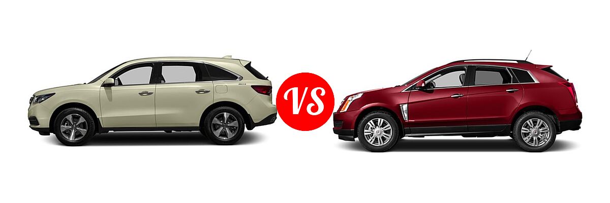 2016 Acura MDX SUV FWD 4dr vs. 2016 Cadillac SRX SUV Luxury Collection / Performance Collection / Premium Collection - Side Comparison