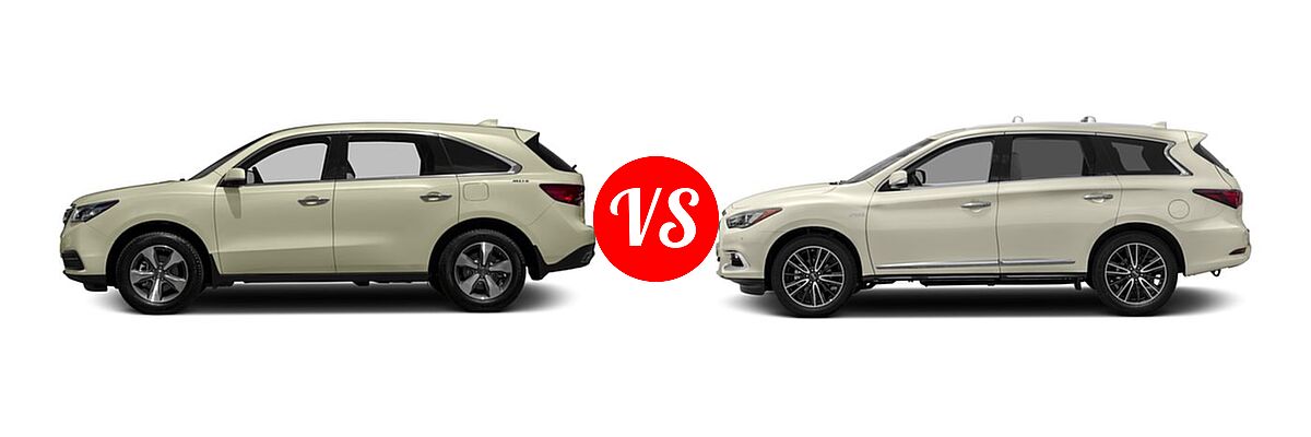 2016 Acura MDX SUV FWD 4dr vs. 2016 Infiniti QX60 SUV Hybrid Hybrid - Side Comparison