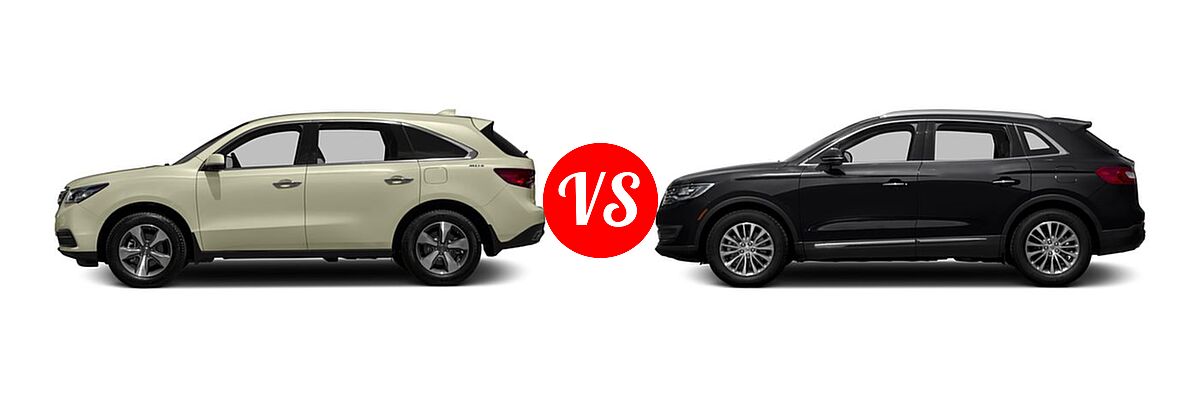2016 Acura MDX SUV FWD 4dr vs. 2016 Lincoln MKX SUV Black Label / Premiere / Reserve / Select - Side Comparison