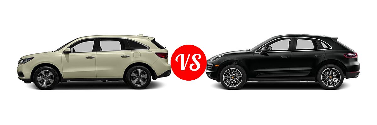 2016 Acura MDX SUV FWD 4dr vs. 2016 Porsche Macan SUV S / Turbo - Side Comparison