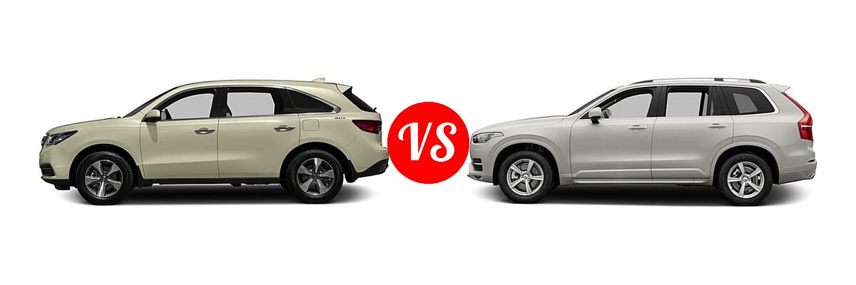 2016 Acura MDX SUV FWD 4dr vs. 2016 Volvo XC90 SUV T5 Inscription / T5 Momentum - Side Comparison
