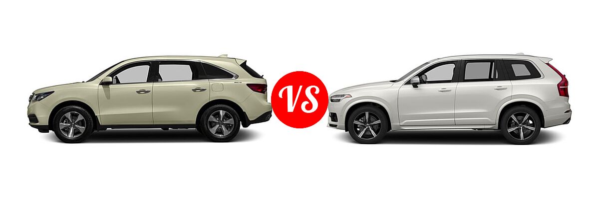 2016 Acura MDX SUV FWD 4dr vs. 2016 Volvo XC90 SUV T5 R-Design / T6 R-Design - Side Comparison