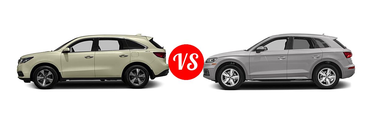 2016 Acura MDX SUV FWD 4dr vs. 2018 Audi Q5 SUV Premium / Premium Plus / Prestige - Side Comparison