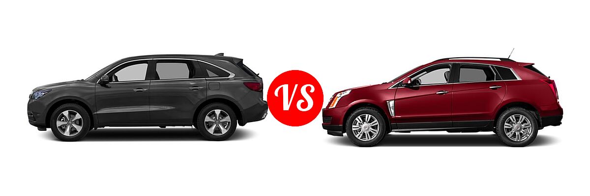 2016 Acura MDX SUV w/AcuraWatch Plus vs. 2016 Cadillac SRX SUV Luxury Collection / Performance Collection / Premium Collection - Side Comparison