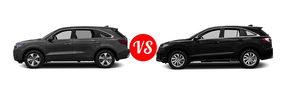 2016 Acura MDX SUV w/AcuraWatch Plus vs. 2016 Acura RDX SUV AWD 4dr - Side Comparison