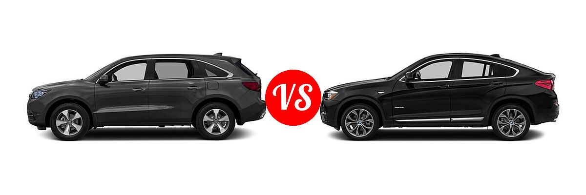 2016 Acura MDX SUV w/AcuraWatch Plus vs. 2016 BMW X4 SUV xDrive28i / xDrive35i - Side Comparison