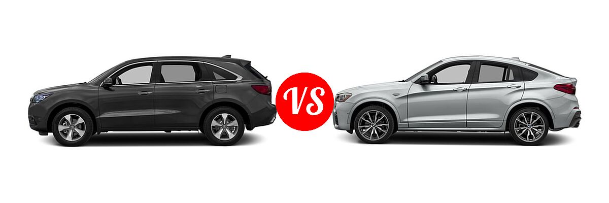 2016 Acura MDX SUV w/AcuraWatch Plus vs. 2016 BMW X4 M40i SUV M40i - Side Comparison