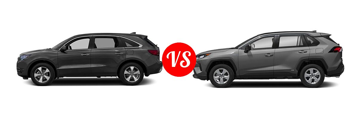 2016 Acura MDX SUV w/AcuraWatch Plus vs. 2019 Toyota RAV4 Hybrid SUV Hybrid  - Side Comparison