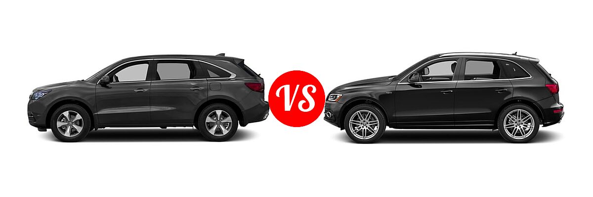 2016 Acura MDX SUV w/AcuraWatch Plus vs. 2016 Audi Q5 SUV Hybrid Prestige Hybrid - Side Comparison