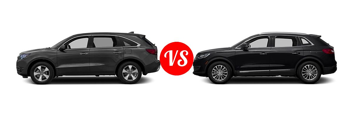 2016 Acura MDX SUV w/AcuraWatch Plus vs. 2016 Lincoln MKX SUV Black Label / Premiere / Reserve / Select - Side Comparison