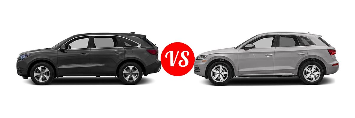 2016 Acura MDX SUV w/AcuraWatch Plus vs. 2018 Audi Q5 SUV Premium / Premium Plus / Prestige - Side Comparison