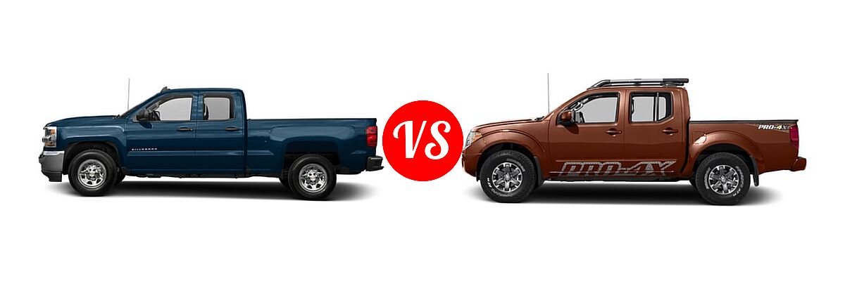 2017 Chevrolet Silverado 1500 Pickup LS vs. 2017 Nissan Frontier Pickup PRO-4X - Side Comparison