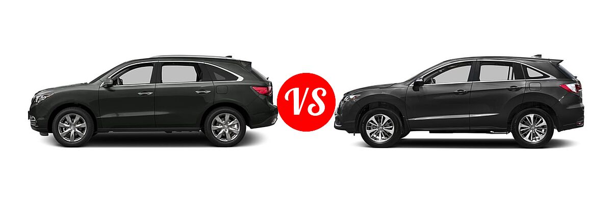 2016 Acura MDX SUV w/Advance vs. 2016 Acura RDX SUV Advance Pkg - Side Comparison