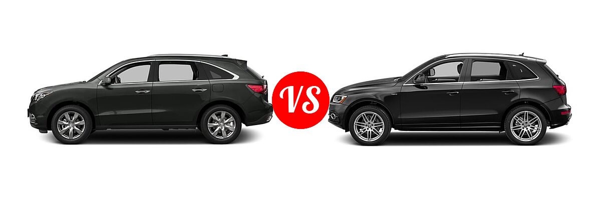 2016 Acura MDX SUV w/Advance vs. 2016 Audi Q5 SUV Hybrid Prestige Hybrid - Side Comparison