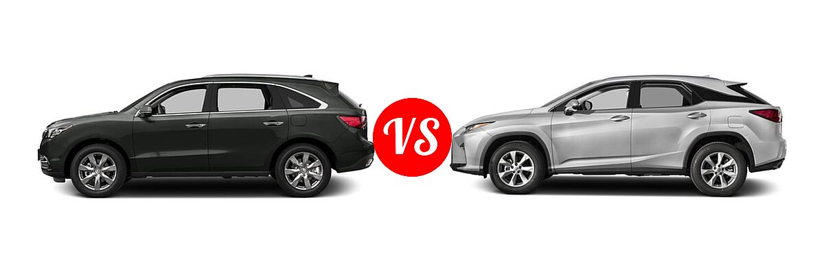 2016 Acura MDX SUV w/Advance vs. 2016 Lexus RX 350 SUV AWD 4dr / FWD 4dr - Side Comparison