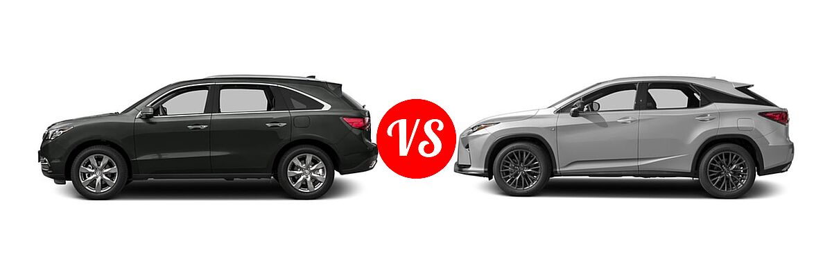 2016 Acura MDX SUV w/Advance vs. 2016 Lexus RX 350 SUV F Sport - Side Comparison