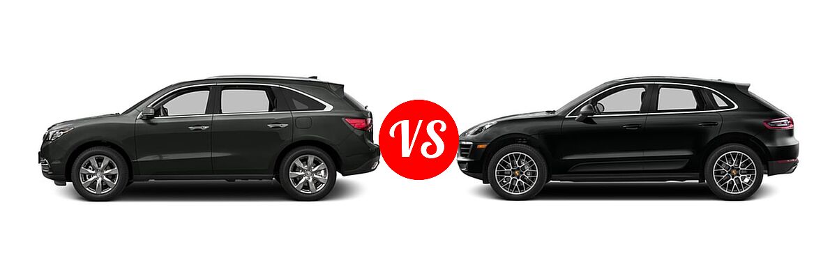 2016 Acura MDX SUV w/Advance vs. 2016 Porsche Macan SUV S / Turbo - Side Comparison