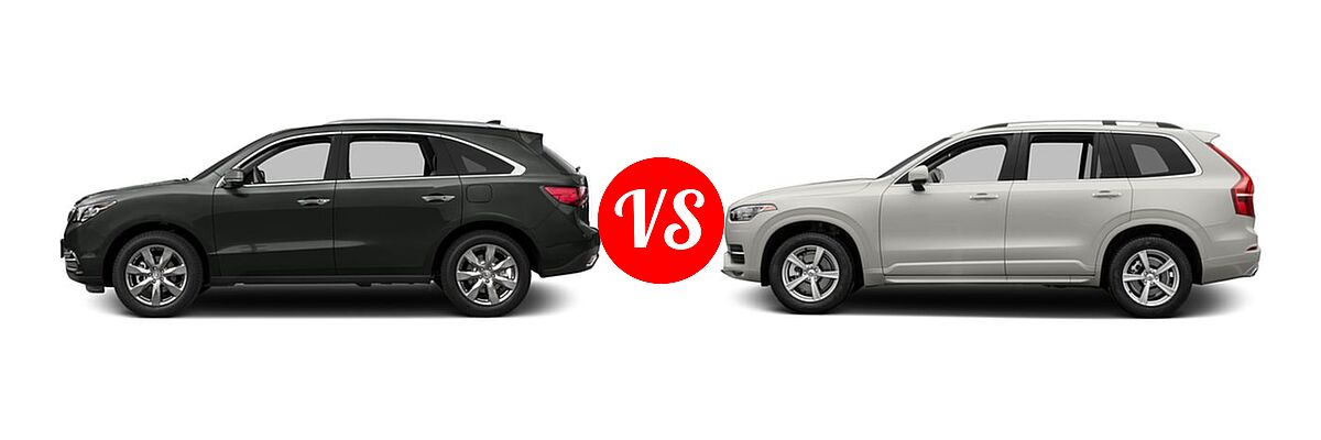 2016 Acura MDX SUV w/Advance vs. 2016 Volvo XC90 SUV T5 Inscription / T5 Momentum - Side Comparison