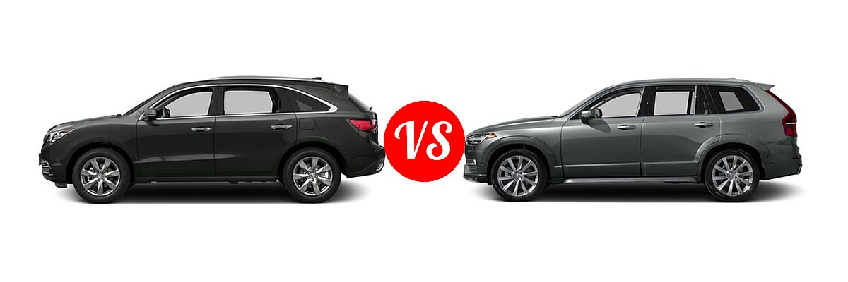 2016 Acura MDX SUV w/Advance vs. 2016 Volvo XC90 SUV T6 First Edition / T6 Inscription / T6 Momentum - Side Comparison