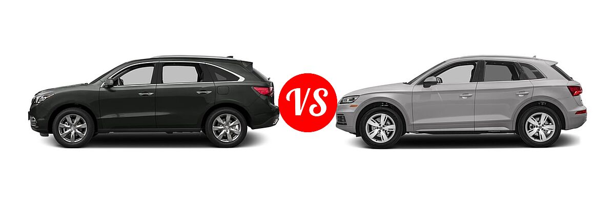 2016 Acura MDX SUV w/Advance vs. 2018 Audi Q5 SUV Premium / Premium Plus / Prestige - Side Comparison
