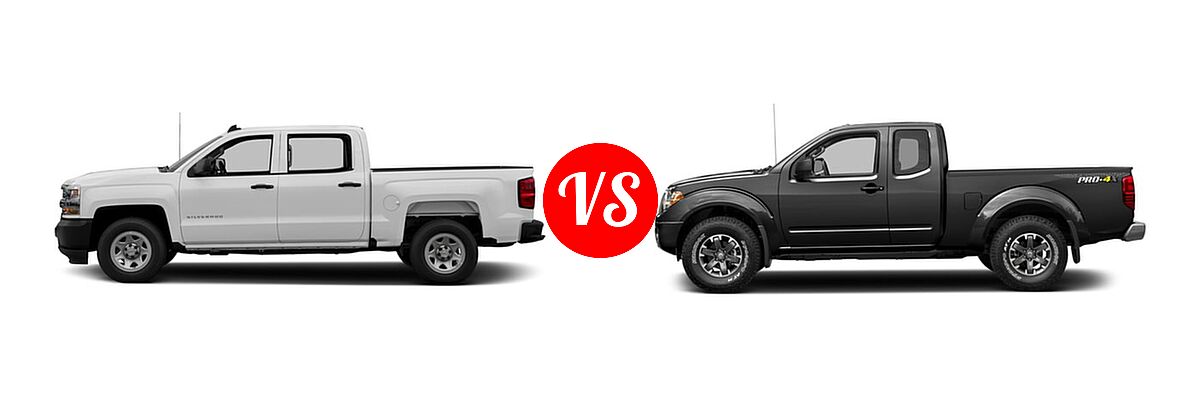 2017 Chevrolet Silverado 1500 Pickup Work Truck vs. 2017 Nissan Frontier Pickup PRO-4X - Side Comparison