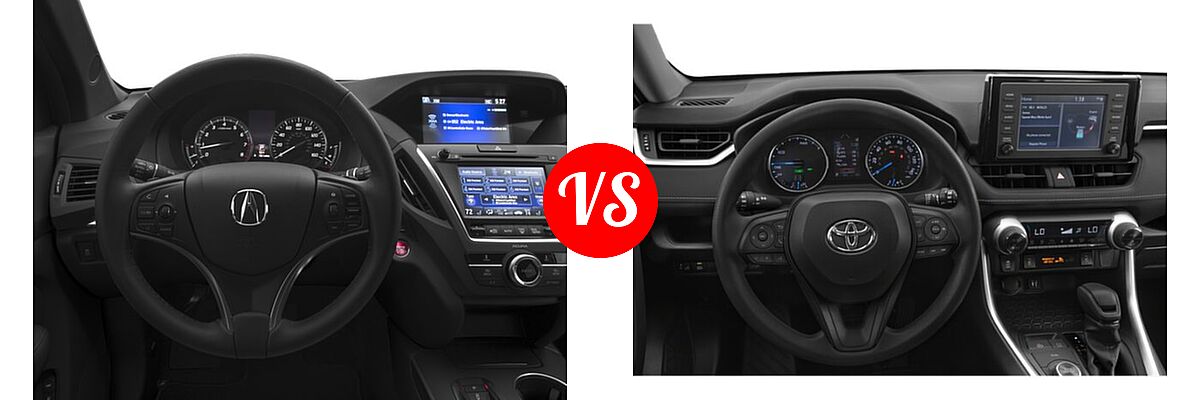 2016 Acura MDX SUV SH-AWD 4dr vs. 2019 Toyota RAV4 Hybrid SUV Hybrid  - Dashboard Comparison