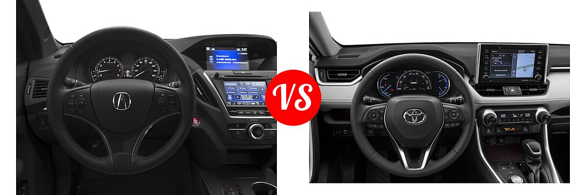 2016 Acura MDX SUV SH-AWD 4dr vs. 2019 Toyota RAV4 Hybrid SUV Hybrid  - Dashboard Comparison