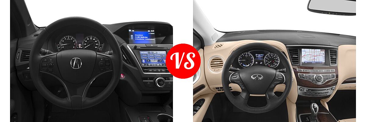 2016 Acura MDX SUV SH-AWD 4dr vs. 2016 Infiniti QX60 SUV Hybrid Hybrid - Dashboard Comparison