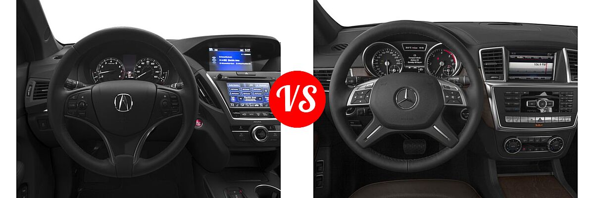 2016 Acura MDX SUV SH-AWD 4dr vs. 2016 Mercedes-Benz GL-Class SUV Diesel GL 350 BlueTEC - Dashboard Comparison