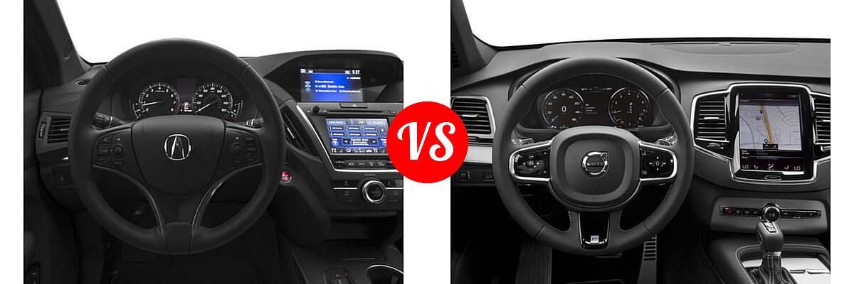2016 Acura MDX SUV SH-AWD 4dr vs. 2016 Volvo XC90 SUV T5 R-Design / T6 R-Design - Dashboard Comparison