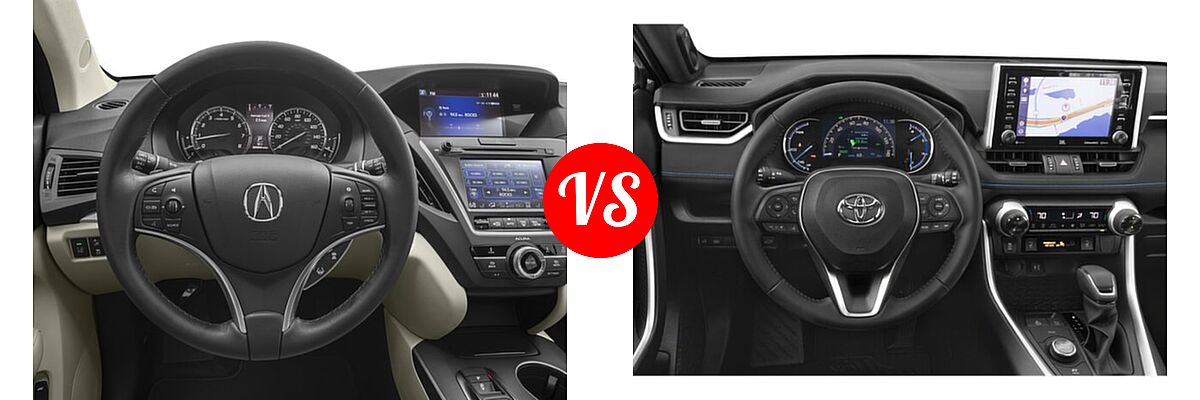 2016 Acura MDX SUV w/AcuraWatch Plus vs. 2019 Toyota RAV4 Hybrid SUV Hybrid  - Dashboard Comparison