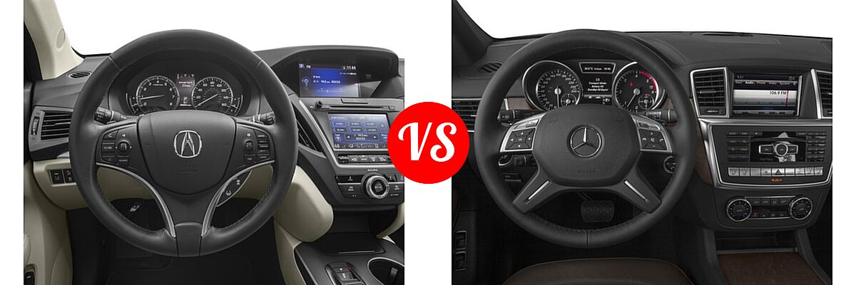 2016 Acura MDX SUV w/AcuraWatch Plus vs. 2016 Mercedes-Benz GL-Class SUV Diesel GL 350 BlueTEC - Dashboard Comparison