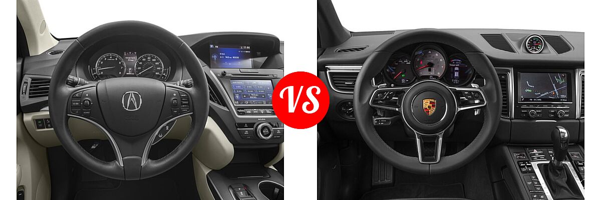 2016 Acura MDX SUV w/AcuraWatch Plus vs. 2016 Porsche Macan SUV S / Turbo - Dashboard Comparison