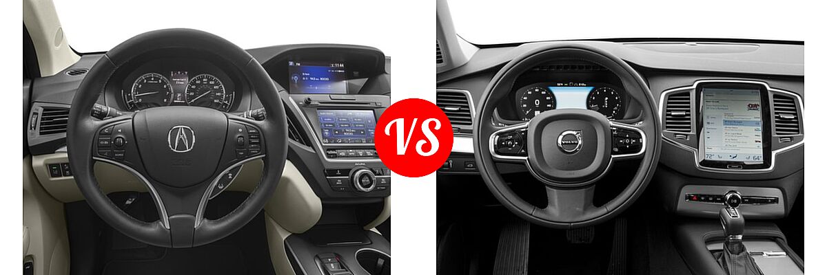 2016 Acura MDX SUV w/AcuraWatch Plus vs. 2016 Volvo XC90 SUV T5 Inscription / T5 Momentum - Dashboard Comparison