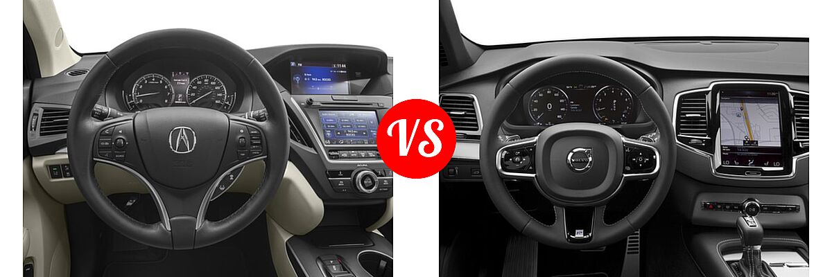 2016 Acura MDX SUV w/AcuraWatch Plus vs. 2016 Volvo XC90 SUV T5 R-Design / T6 R-Design - Dashboard Comparison