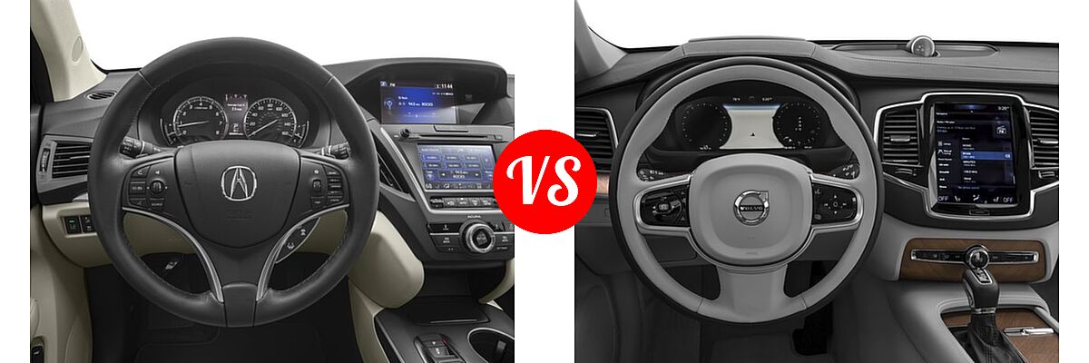 2016 Acura MDX SUV w/AcuraWatch Plus vs. 2016 Volvo XC90 SUV T6 First Edition / T6 Inscription / T6 Momentum - Dashboard Comparison