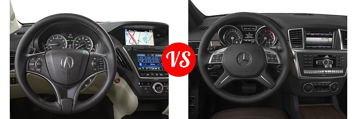 2016 Acura MDX SUV w/Advance vs. 2016 Mercedes-Benz GL-Class SUV Diesel GL 350 BlueTEC - Dashboard Comparison