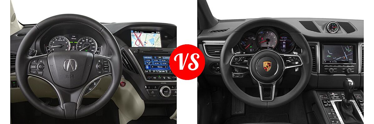 2016 Acura MDX SUV w/Advance vs. 2016 Porsche Macan SUV S / Turbo - Dashboard Comparison