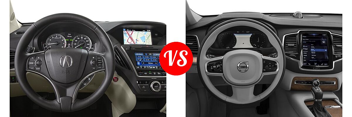 2016 Acura MDX SUV w/Advance vs. 2016 Volvo XC90 SUV T6 First Edition / T6 Inscription / T6 Momentum - Dashboard Comparison