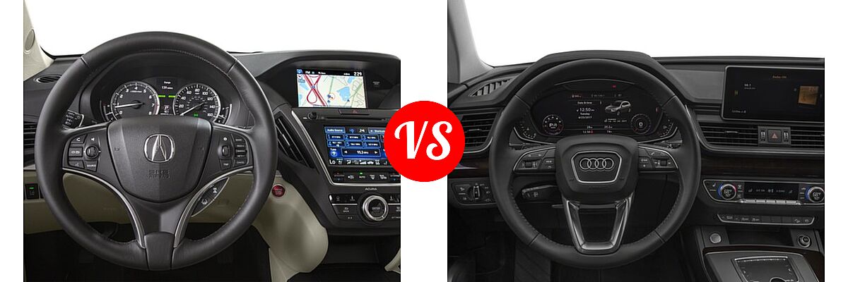 2016 Acura MDX SUV w/Advance vs. 2018 Audi Q5 SUV Premium / Premium Plus / Prestige - Dashboard Comparison