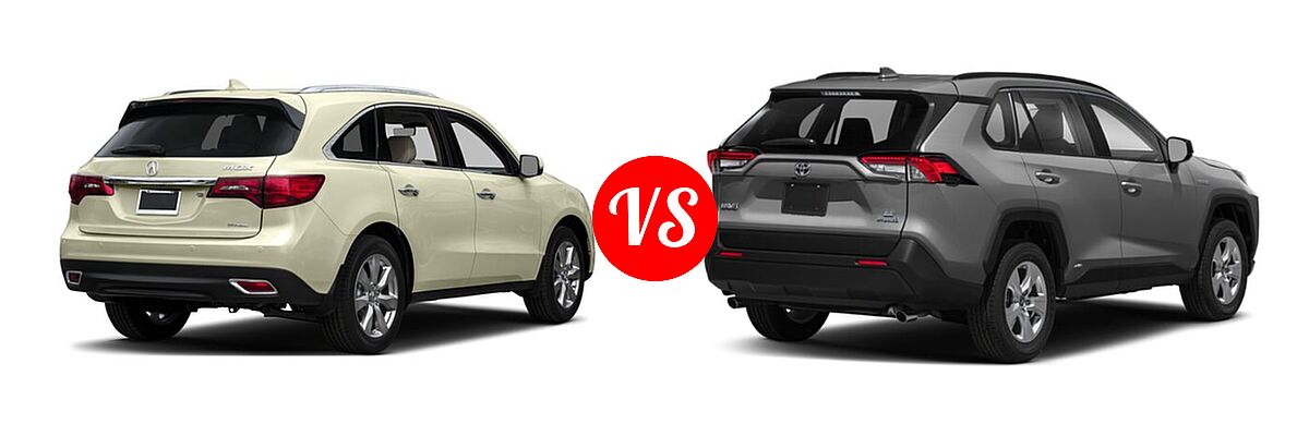2016 Acura MDX SUV w/Advance vs. 2019 Toyota RAV4 Hybrid SUV Hybrid  - Rear Right Comparison