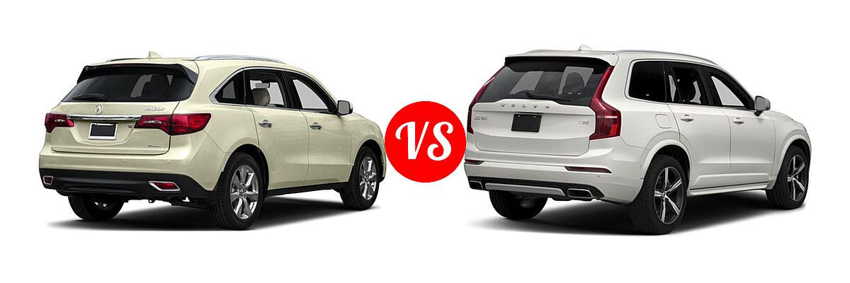 2016 Acura MDX SUV w/Advance vs. 2016 Volvo XC90 SUV T5 R-Design / T6 R-Design - Rear Right Comparison