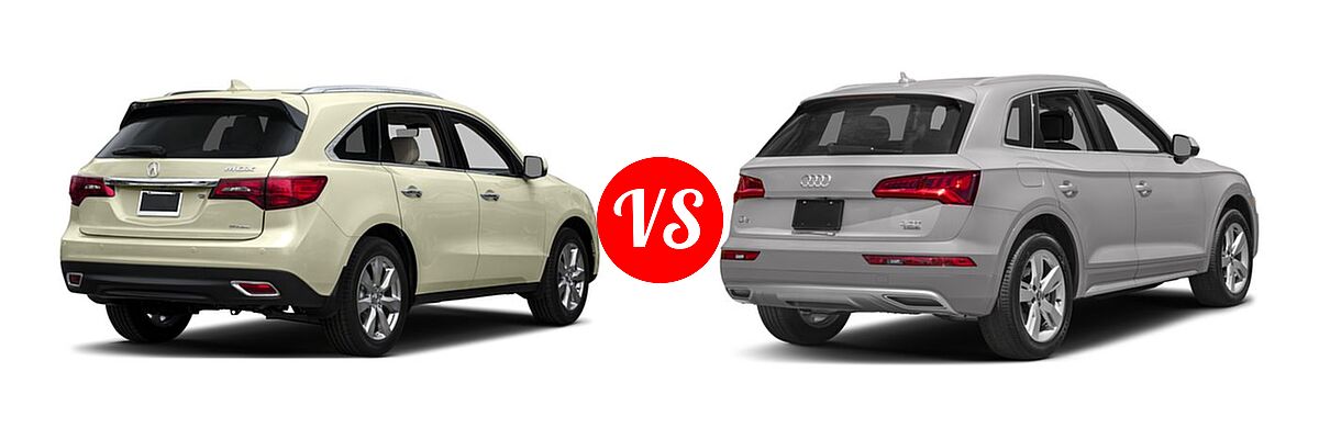 2016 Acura MDX SUV w/Advance vs. 2018 Audi Q5 SUV Premium / Premium Plus / Prestige - Rear Right Comparison